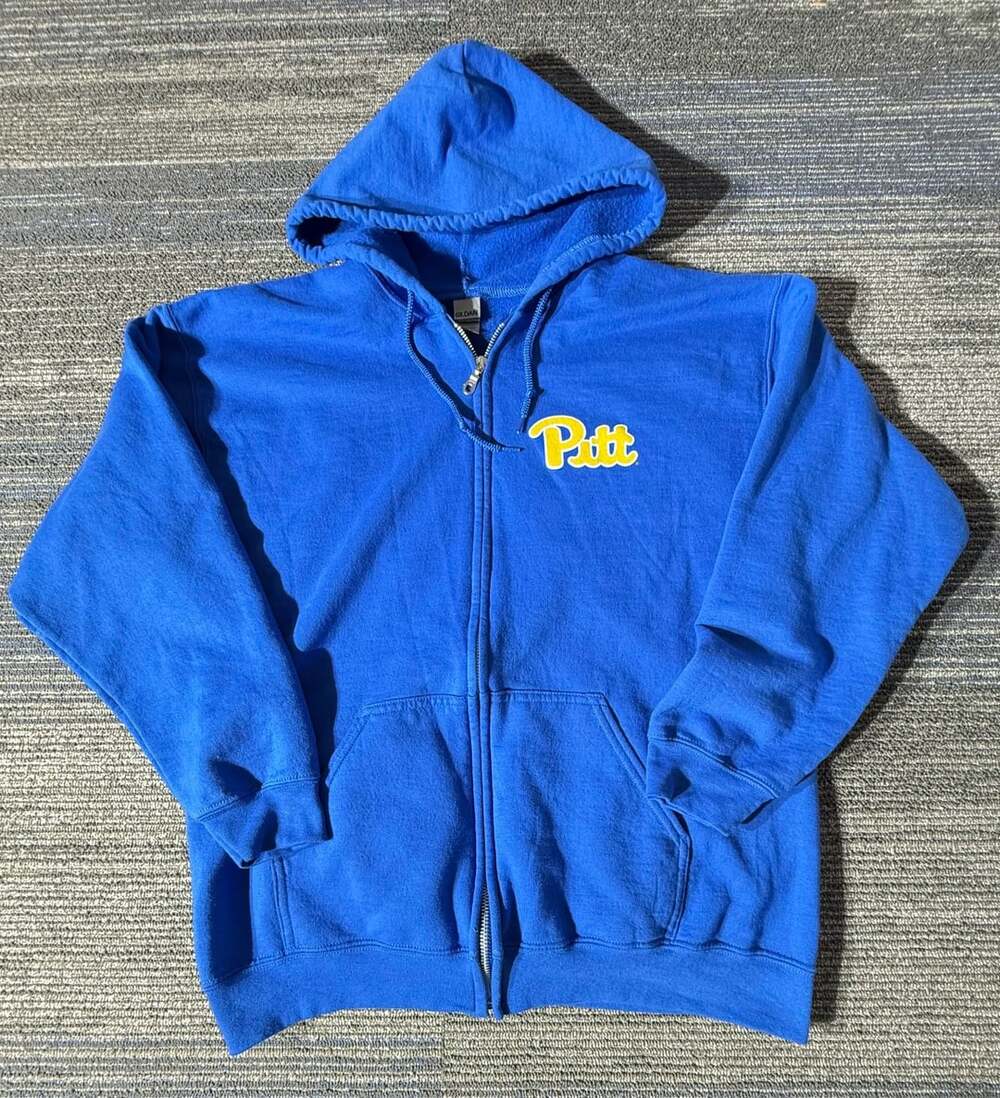 Gildan Pitt Panthers Zip Up Hoodie Size L Blue Fleece